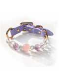 SoulBond Princess Crystal Cat Collar with a lavender strap, pink and purple beads and gold-tone hardware
